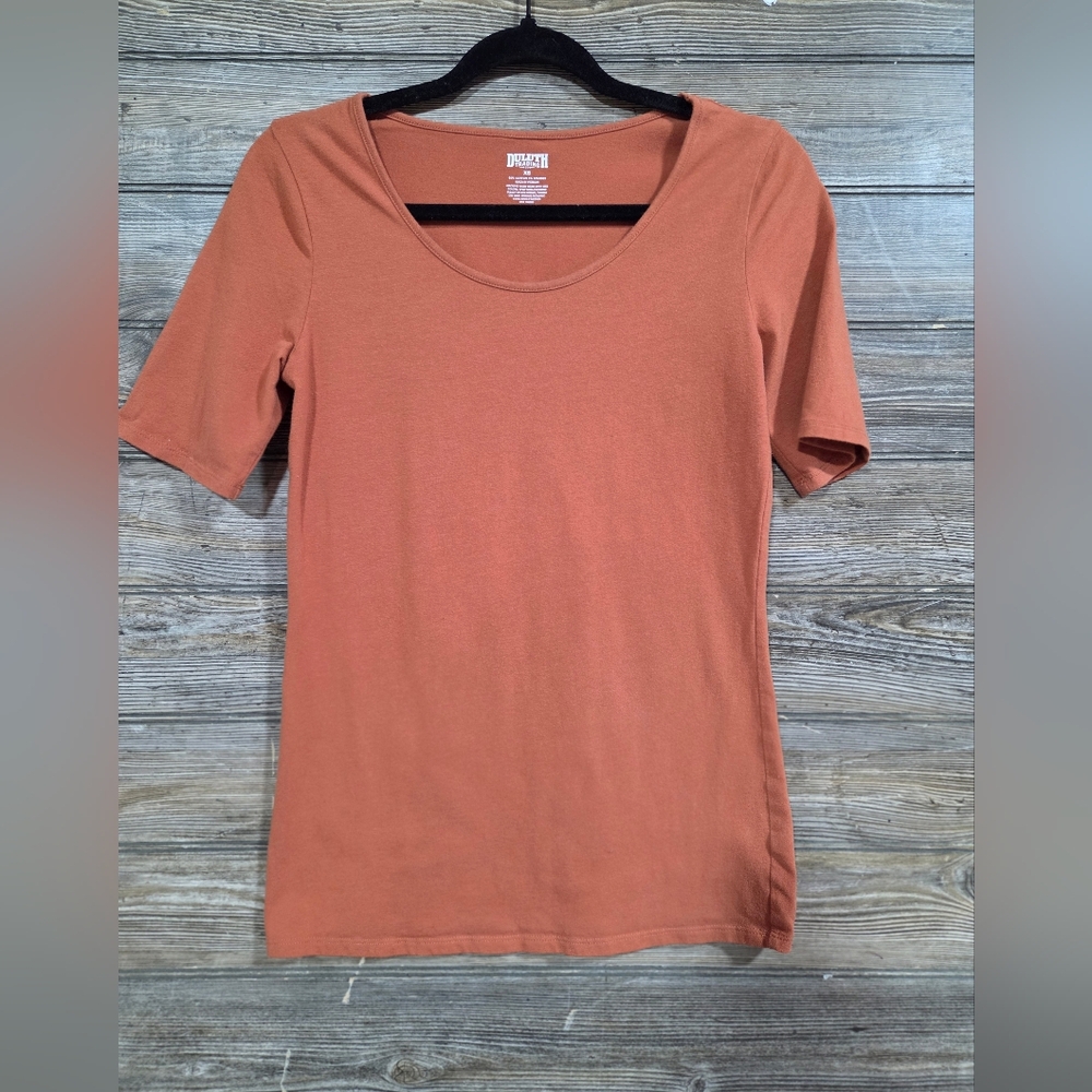 Duluth Trading Co Women’s Rust Orange Cotton T-Shirt Tee XS
